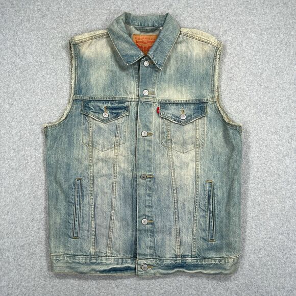 Levi's Other - Levis Denim Trucker Vest Mens XL Blue Distressed Acid Wash Western Jacket 2013